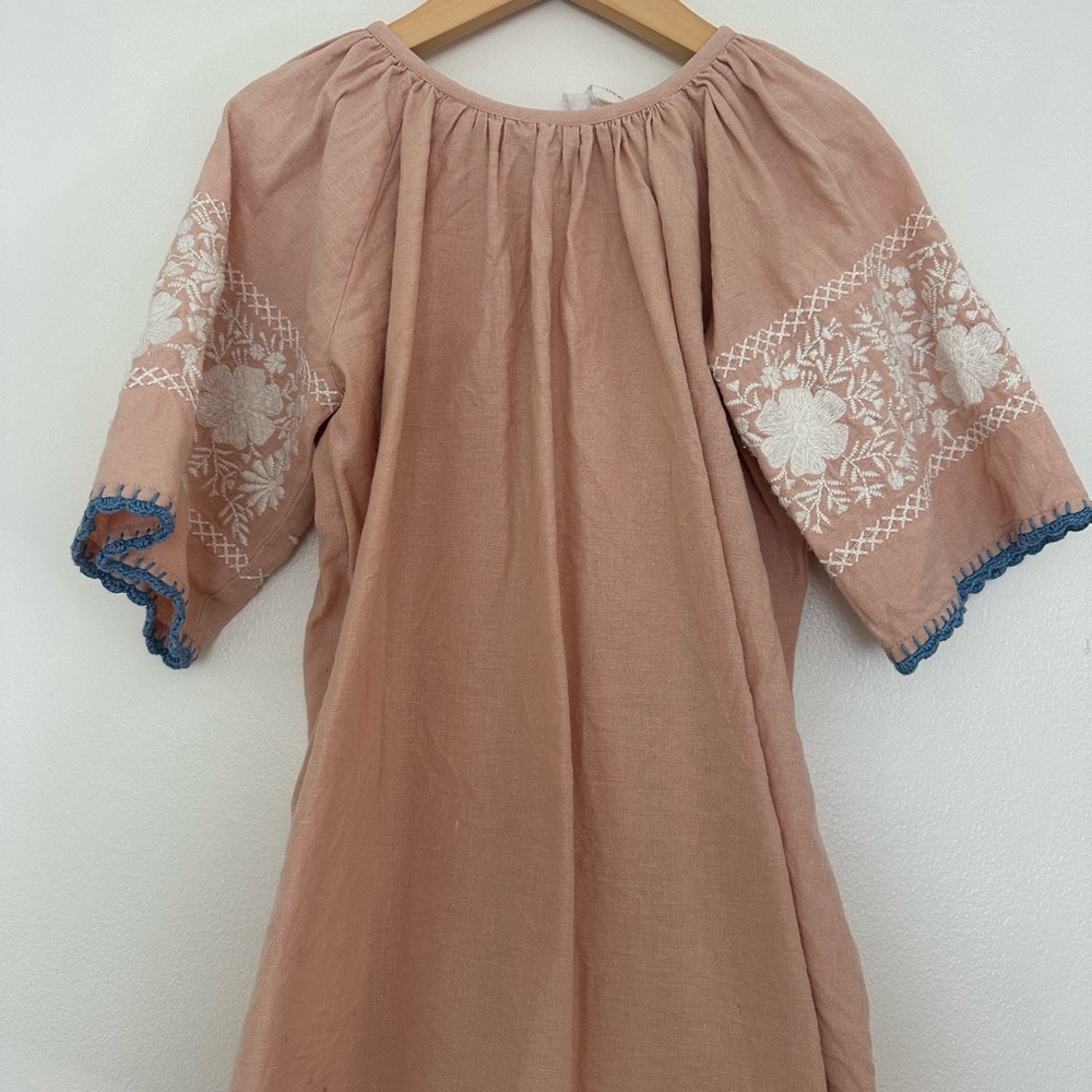 Embroidered Pink Kids Casual Dress